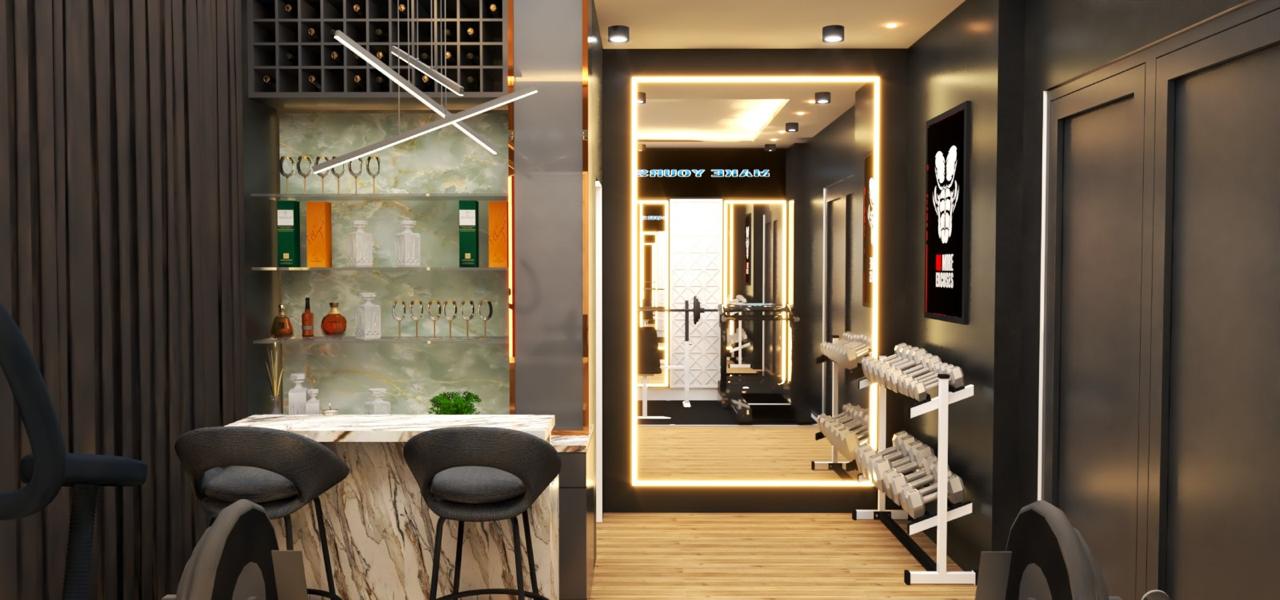 Sophisticated Gym and Bar Counter